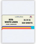 350 Bright White Linen 80# Cover Paper Sheets - 8.5' X 11' (8.5X11 Inches) Standard Letter|Flyer Size - 80 lb/pound Card Weight - Fine Linen Textured Finish - Quality Cardstock