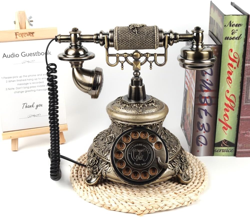 Antique European Wedding Birthday Party Audio Guestbook Phone (Vintage Bronze)