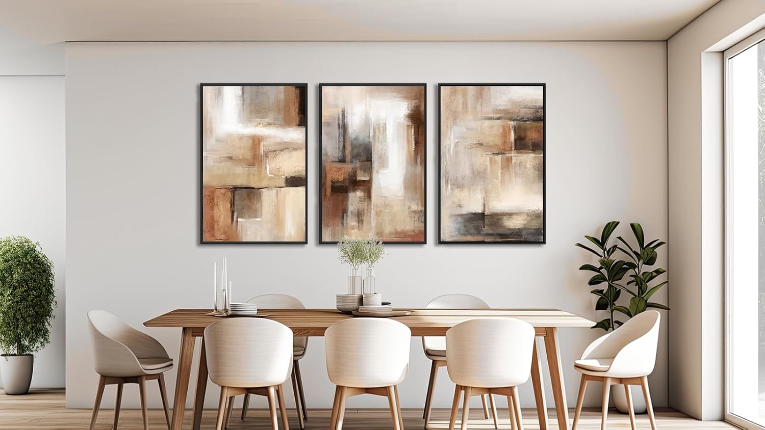 ASDCEUTICALS Large Canvas Wall Art - Brown and Beige Abstract Pictures for Living Room Vintage Wall Decor Retro Rustic Paintings Black Float Framed for Bedroom Dinning Room 20' X 28' X 3 pcs