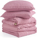 UGG Textured King Comforter Set - 3 Piece Striped Reversible Queen Bedding Set with Pillow Shams, Stylish Soft & Luxurious Pink Bed Set for Home & Bedroom (King)
