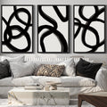 Drsoum Large 24x36in Black and Gray Abstract Framed Wall Art Decor Duotone Minimal Dark Brush Stroke Prints Shapes Illustrations Modern Art Decorative Ready To Hang - Black Framed