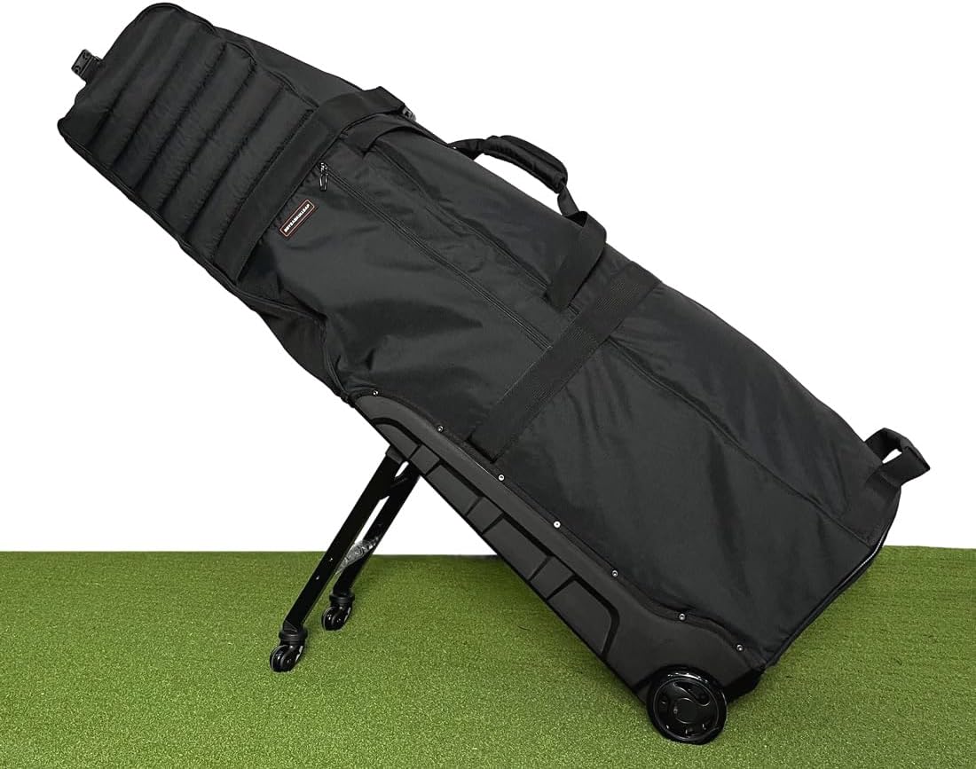 Wheeled Golf Travel Bag with Stand, Adjustable 2 or 4 Wheels, Thickened Padded Protection, Rolling Travel Case with Handles, with Password Lock Zipper, for Airlines