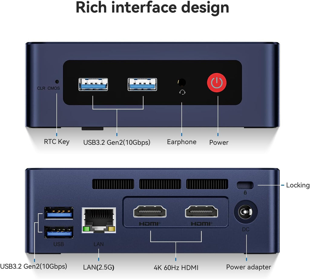 Beelink MINI S12 Mini PC Intel 12th Lake N95(3.4GHz 4C/4T), 12GB LPDDR5 480GB SSD, Dual HDMI 4K Displays, Mini Computers Support WIFI5/BT4.2/Home/Office/Openwrt/2.5Gbps/W11 Home