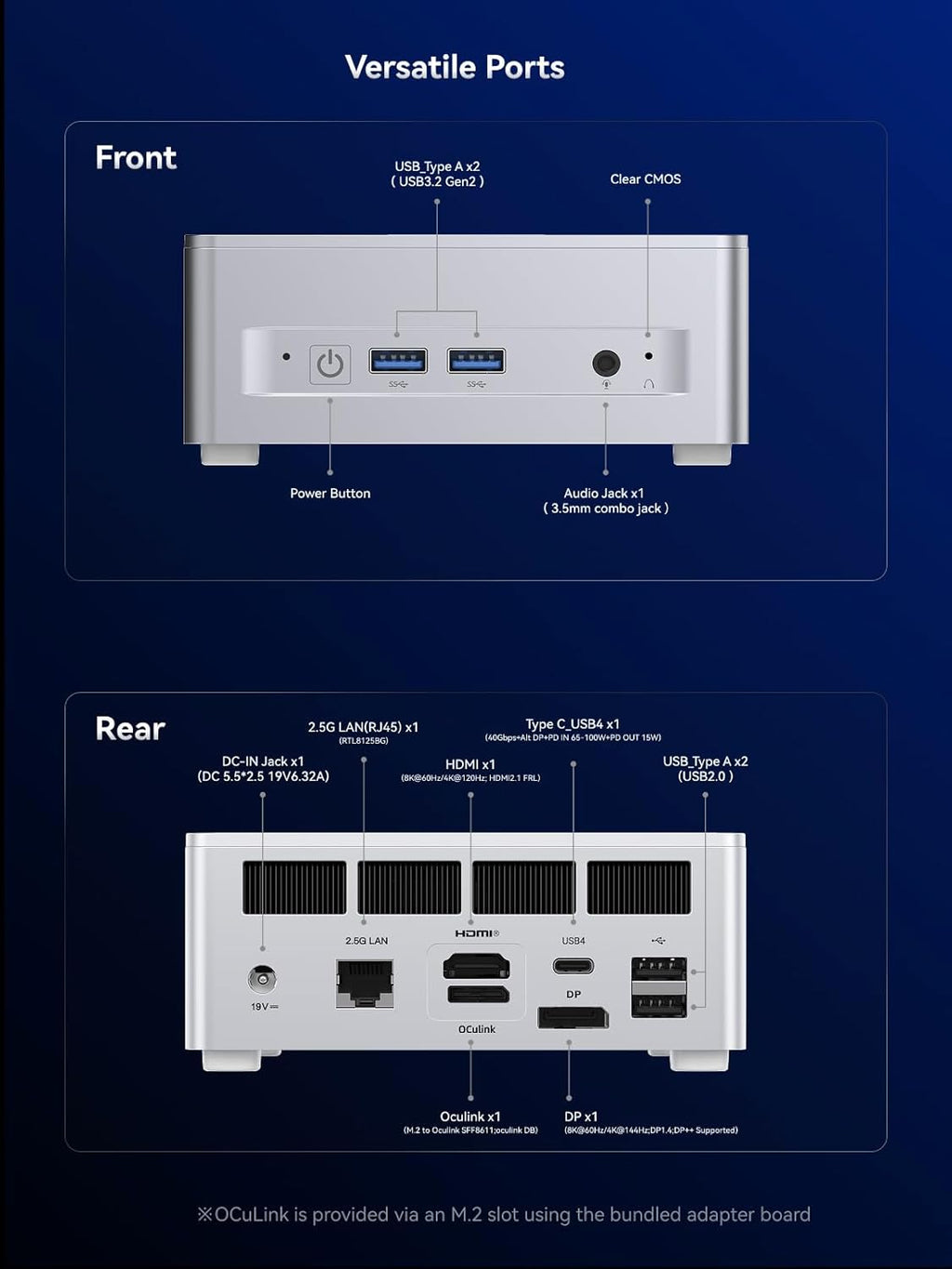 MINISFORUM X1 Lite-255 Mini PC with AMD Ryzen 7 255 (8C/16T), AMD Radeon 780M,WiFi 6E+2.5GbE LAN, OCuLink eGPU Mini Computer, HDMI+DP+USB4 Triple Displays Output,4xUSB Type-A(NO RAM/SSD/OS)