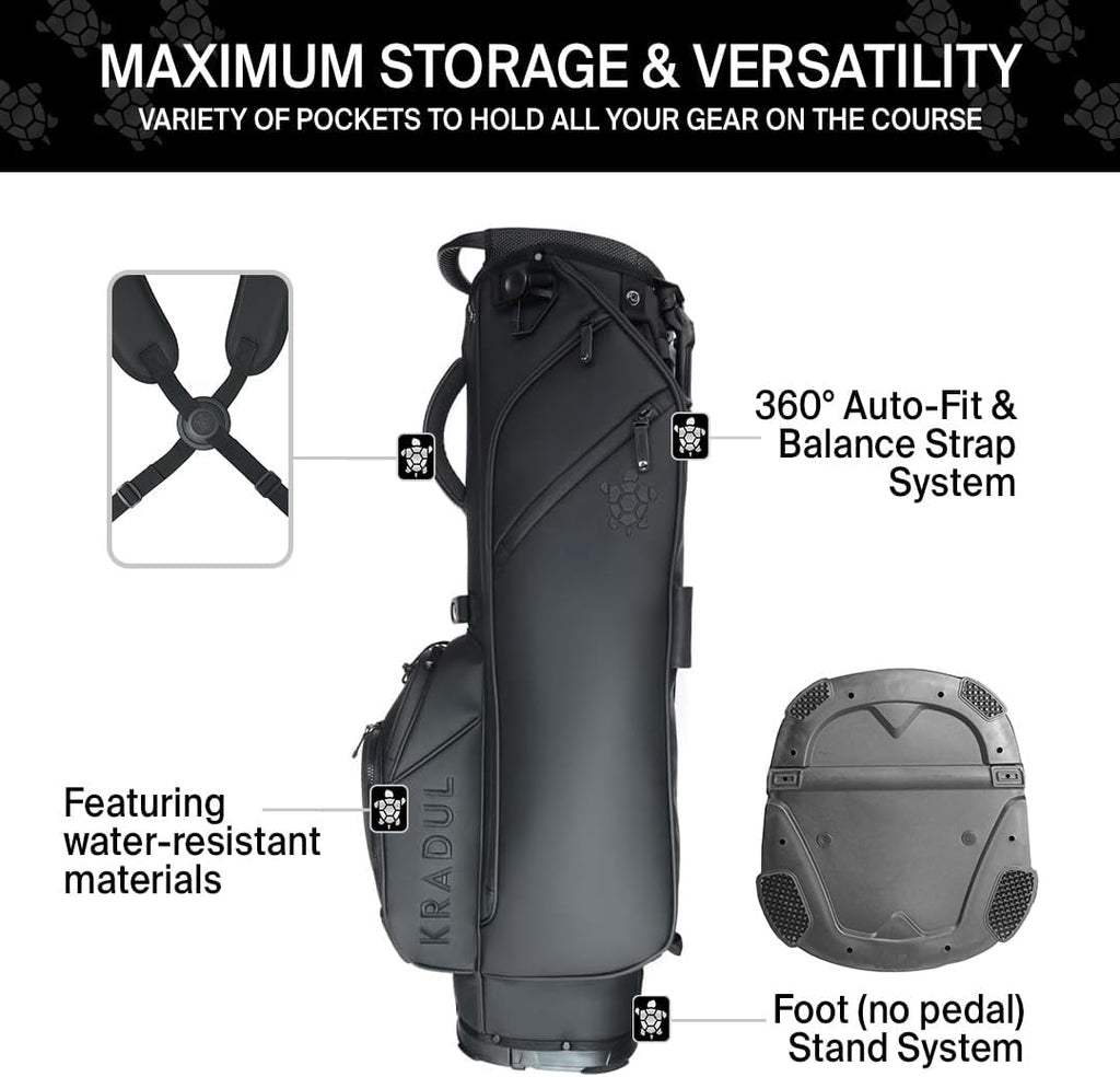KRADUL - LUX 7.5' 4-Way Carry Bag – Lightweight Golf Stand Bag with Club Organizer, Push Cart Compatible, Travel-Ready Design