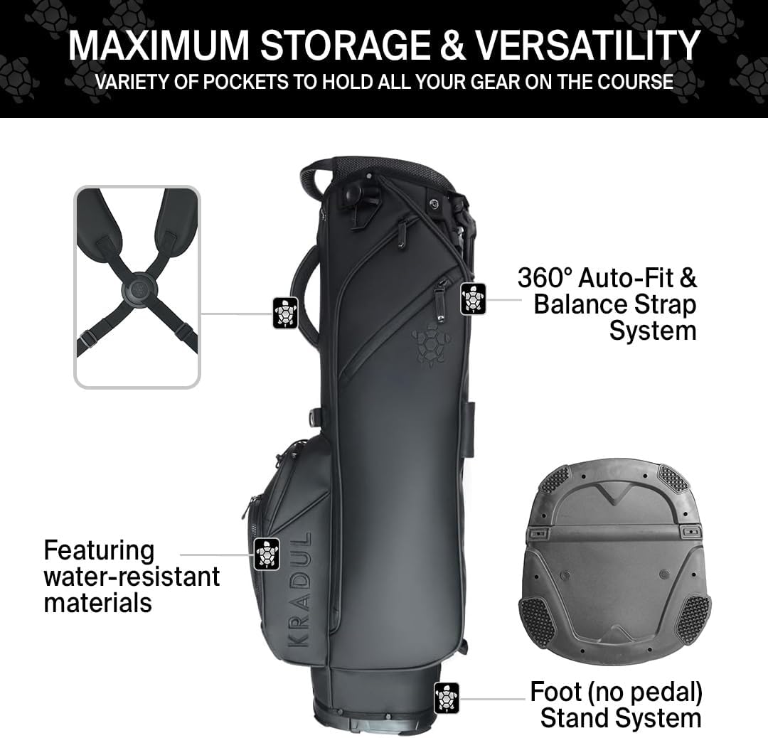KRADUL - LUX 7.5' 4-Way Carry Bag – Lightweight Golf Stand Bag with Club Organizer, Push Cart Compatible, Travel-Ready Design