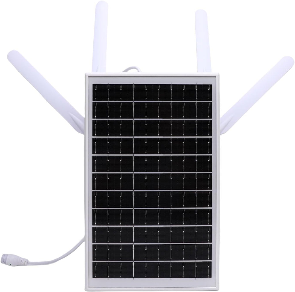 Fdit Outdoor 4G Solar Router, IP66, 12W Solar Panel, 300Mbps WiFi Extender with SIM Card Slot for Farms and Construction Sites (White Antennae)