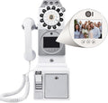 Video Audio Guest Book Wedding Phone, 1080P Video Guestbook Wedding Phone, Antique Telephone Ornament with Lens Recording for Variety of Memorable Party Occasions,White-64G