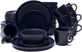 MÜLLERHEIM 903 Minimalist Collection 32-Piece Contemporary Ceramic Stoneware Dinnerware Sets for 8, Blueberry Plates and Bowls sets, Dinner Plates Set, Salad Dish Set, Bowls, Cup