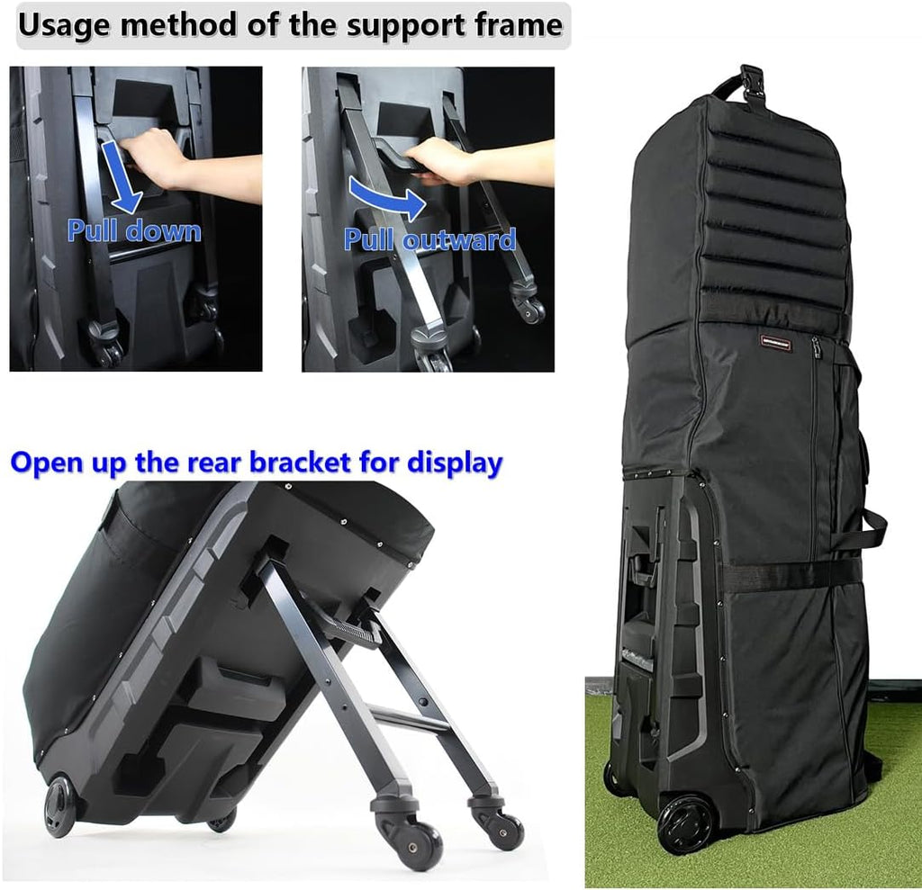 Wheeled Golf Travel Bag with Stand, Adjustable 2 or 4 Wheels, Thickened Padded Protection, Rolling Travel Case with Handles, with Password Lock Zipper, for Airlines
