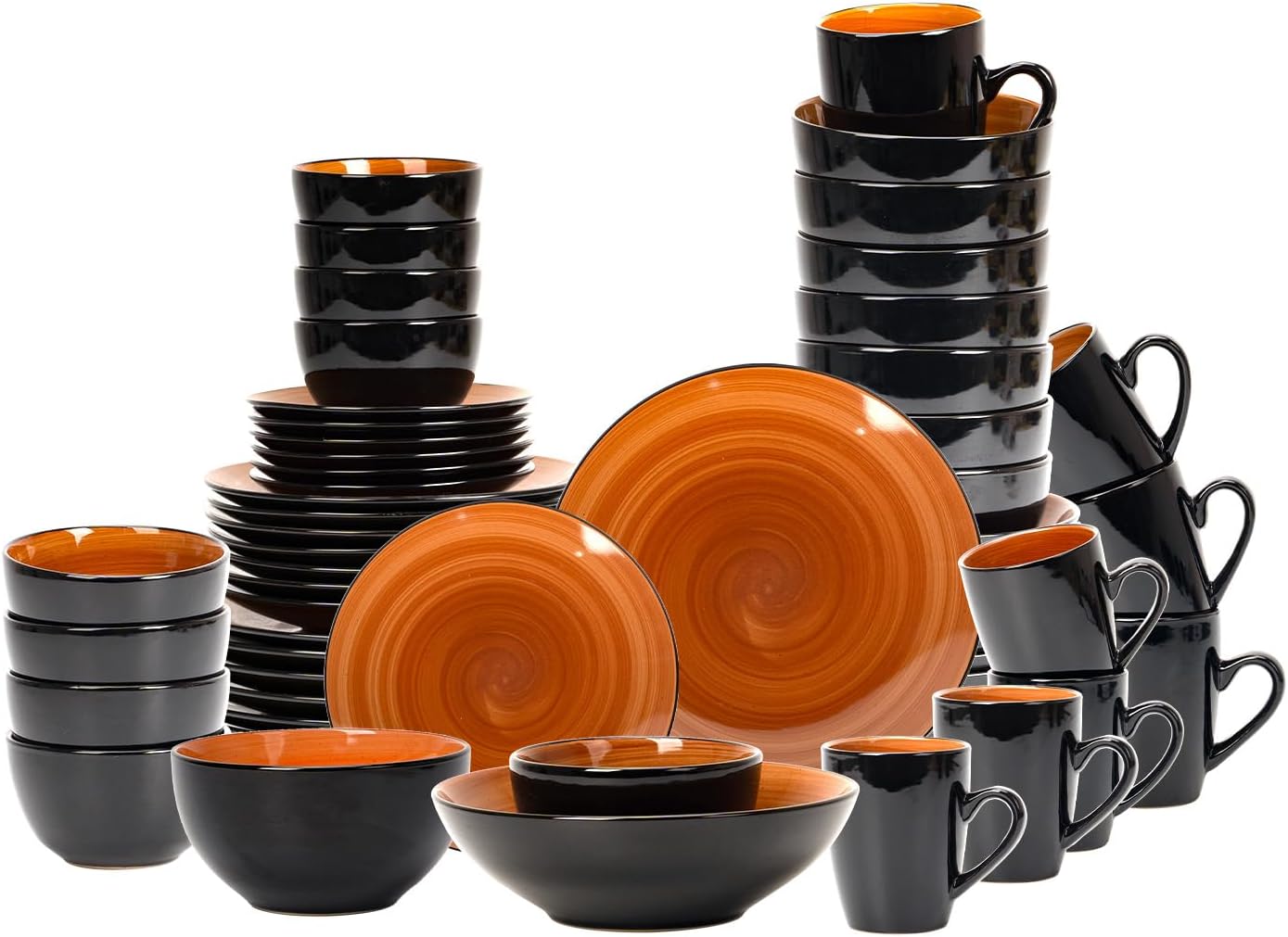 Stoneware Sonoma 56pc Dinnerware Set, Black + Speckled Spin Wash Spice