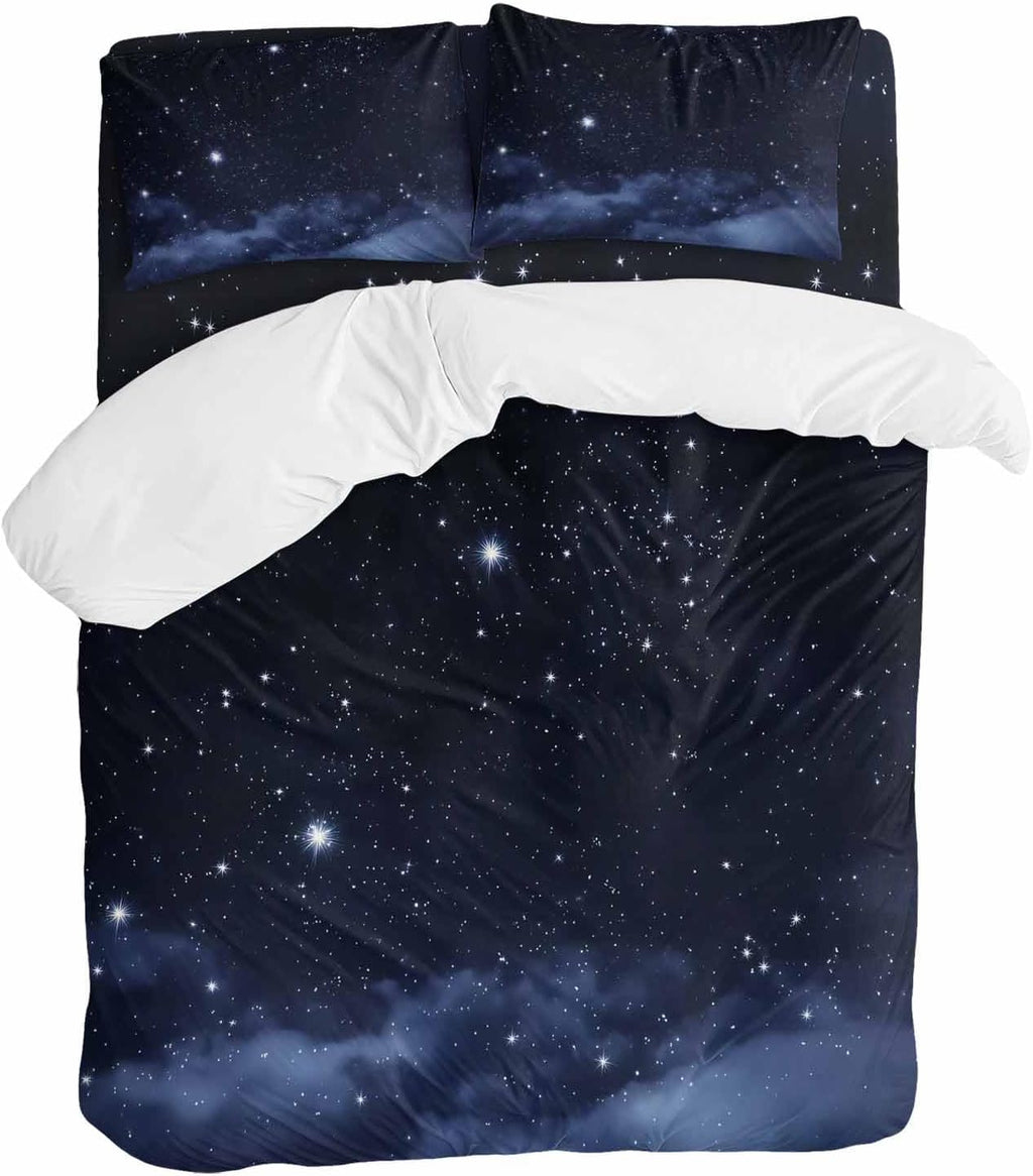 Prime Leader Starry Sky Duvet Cover Set Queen Size 4 Pieces Dreamlike Night Universe Gradient Bedding Set with Zipper Closure, 1 Comforter Cover 86x86 Inches 1 Flat Sheet & 2 Pillow Cases