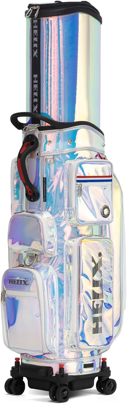 HELIX-Golf Golf Cart Bag, Easy to Carry, Retractable Golf Club Cart Bag with Locking Wheels Chassis and Latest Integrated Handgrip.