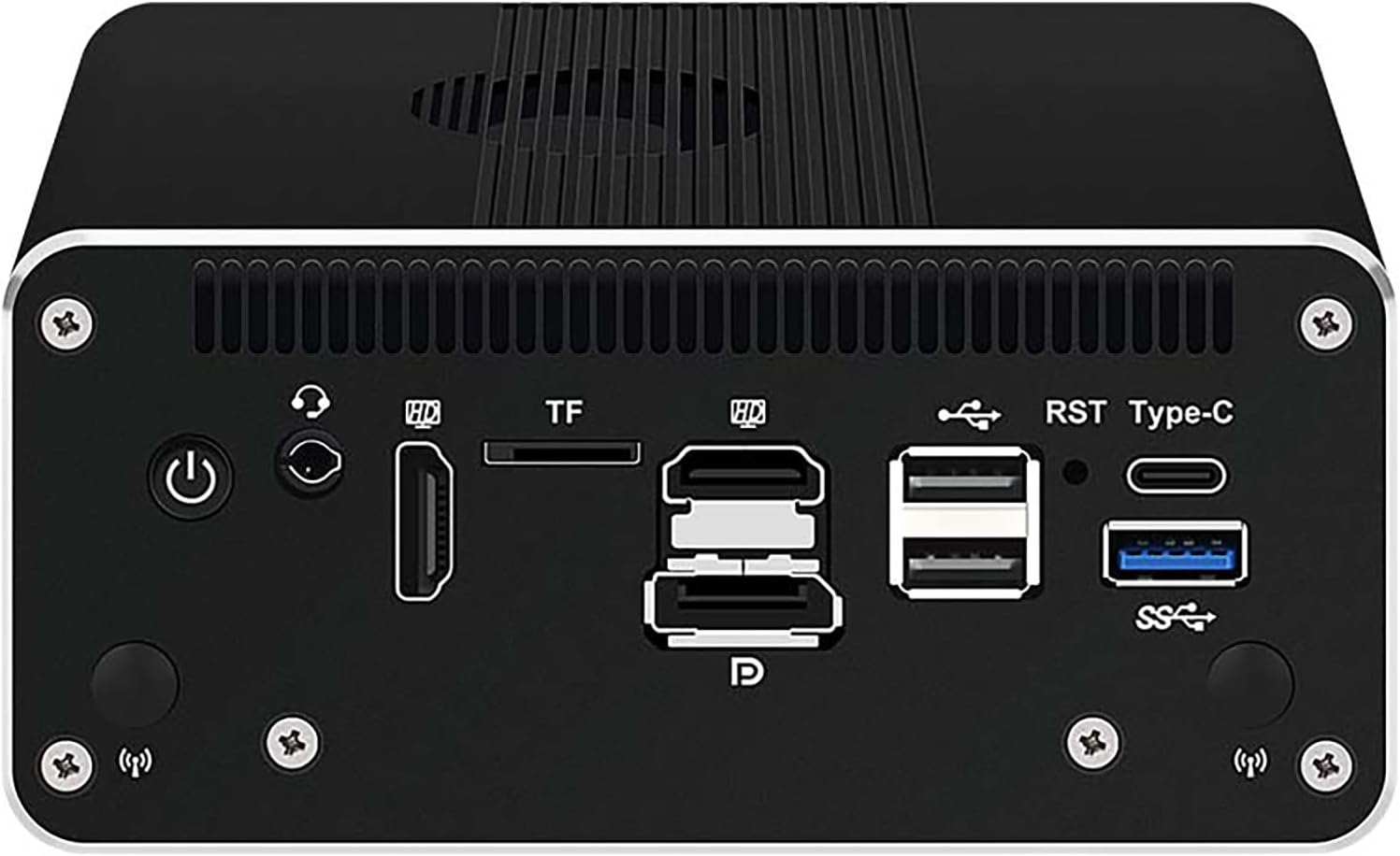 Firewall Mini PC i5-1250P(12C/16T,Up to 4.4GHz),2xSFP+10GbE Ports,8G RAM 128G SSD Mini Home Server Computer,4xi226-V 2.5GbE,HDMI+DP Triple Display,1xConsole Micro PC