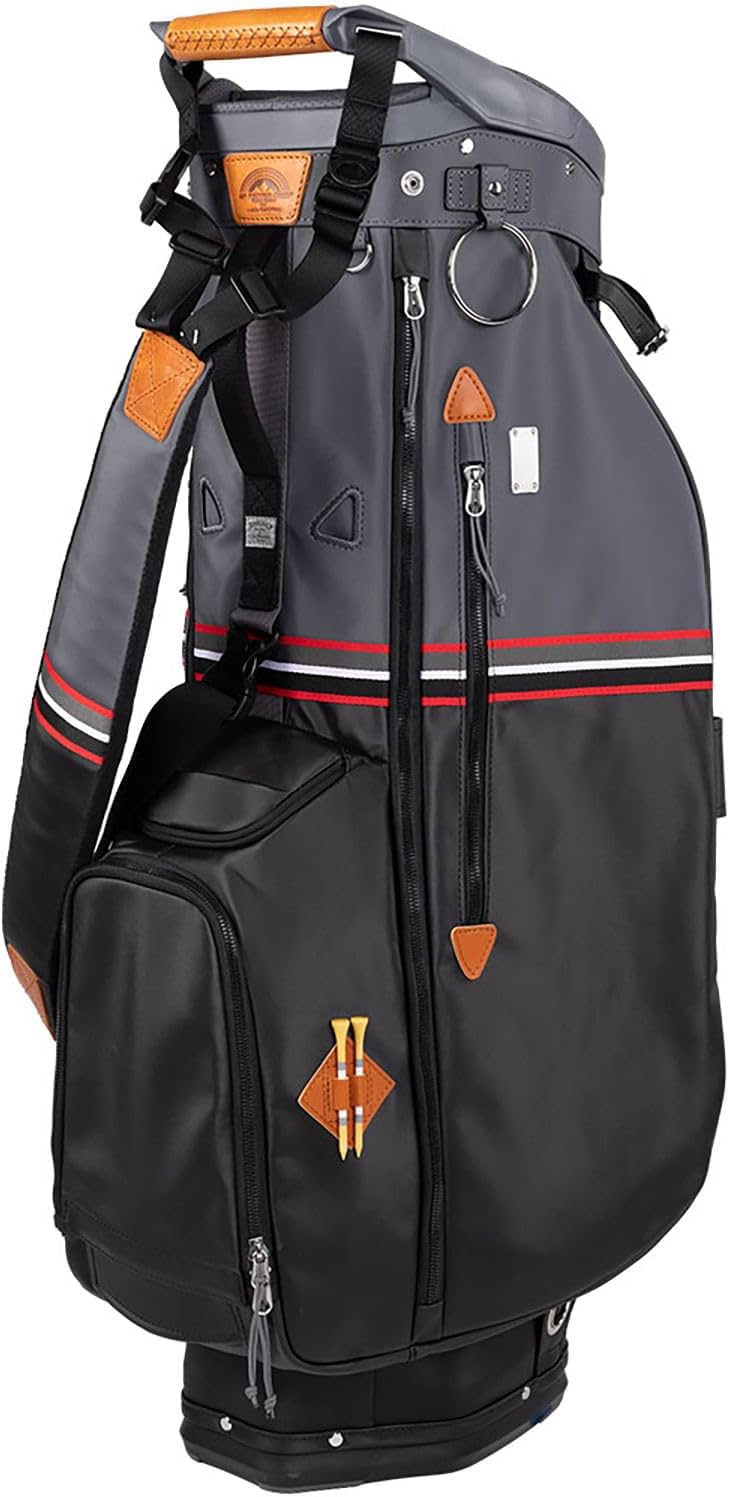 Sun Mountain Mid-Stripe 4-Way Cart Bag - Durable and Comfortable Golf Cart Bag with Eight Pockets for Storage - Features a Chrome Engravable Plate, Dual Tee Holders, and a Rain Hood