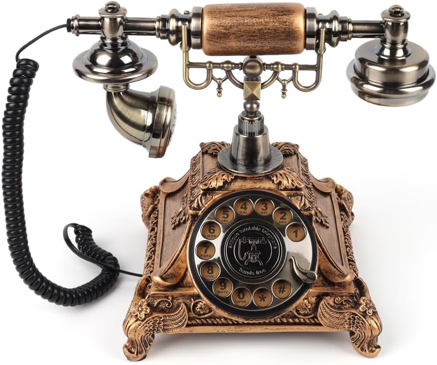 Wedding Audio Guest Book Telephone, Classic Retro Craftsmanship Wedding Guestbook for Confessional Wedding Birthday Party (Gold Color)