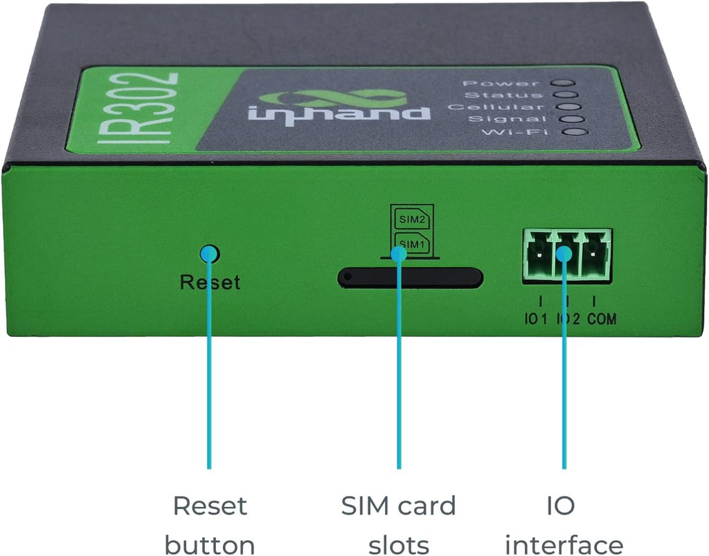 InHand Networks IR302 Industrial IoT LTE 4G VPN Router,LTE Cat 1+ Wi-Fi, Dual sim Card Slots, Management by Cloud Platform, DI/DO Port, Support T-Mobile, AT&T & Verizon, UL Certification