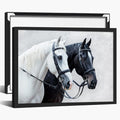 Elegant Horse Pair Canvas Wall Art Black and White Equestrian Portrait Oil Painting for Country Bedroom Living Room Office or Farmhouse Decor 24x36in Large Black aluminum frame