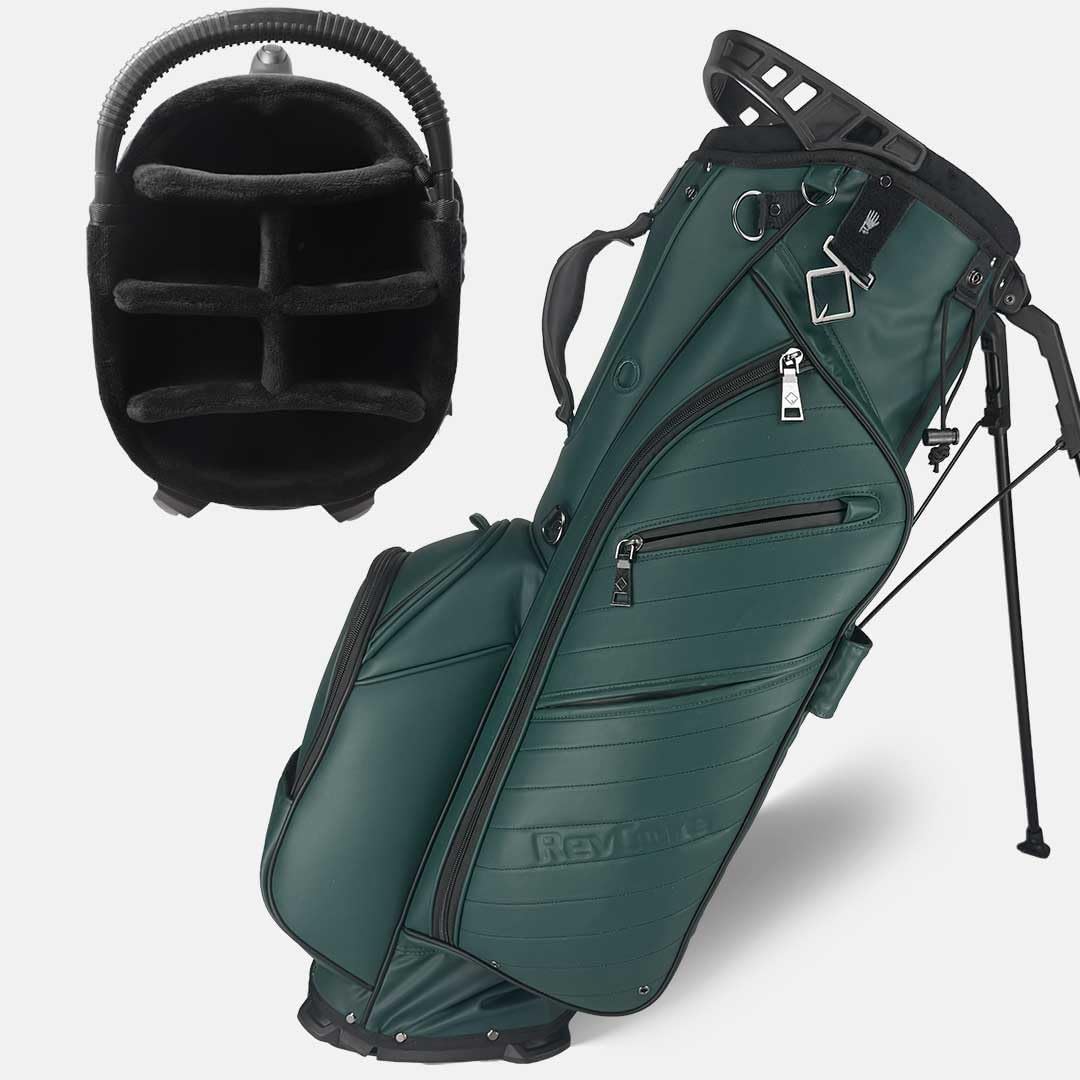 CADDYDADDY Upgraded Hybrid Luxury Golf Stand Bag, Tour Grade Synthetic Leather w/ScratchGuard, 14 Way or 6 Way Dividers, 2 Cooler Pockets, Magnetic Felt-Lined Pocket, Ball and Accessory Pocket