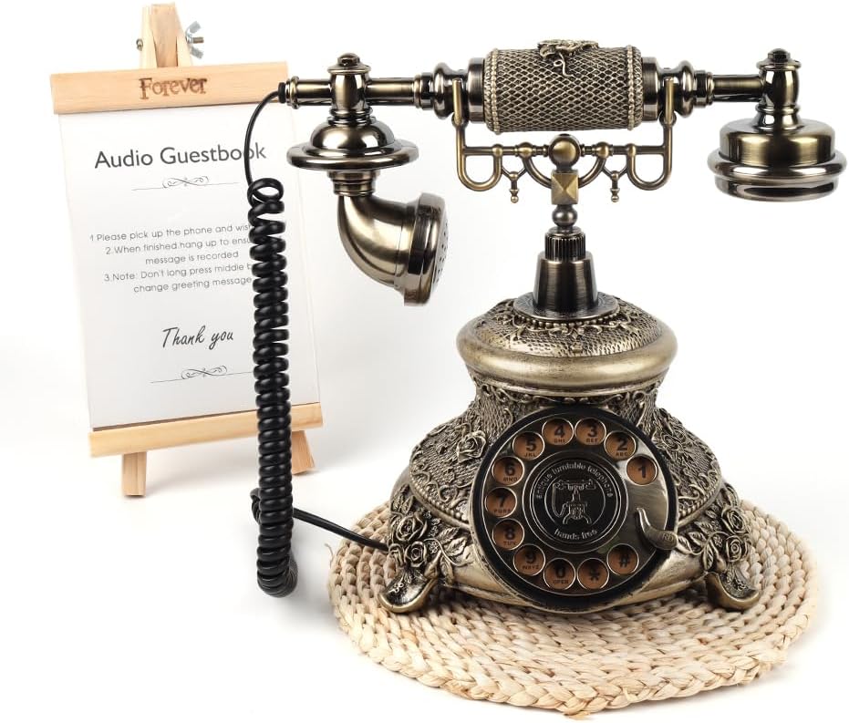 Antique European Wedding Birthday Party Audio Guestbook Phone (Vintage Bronze)