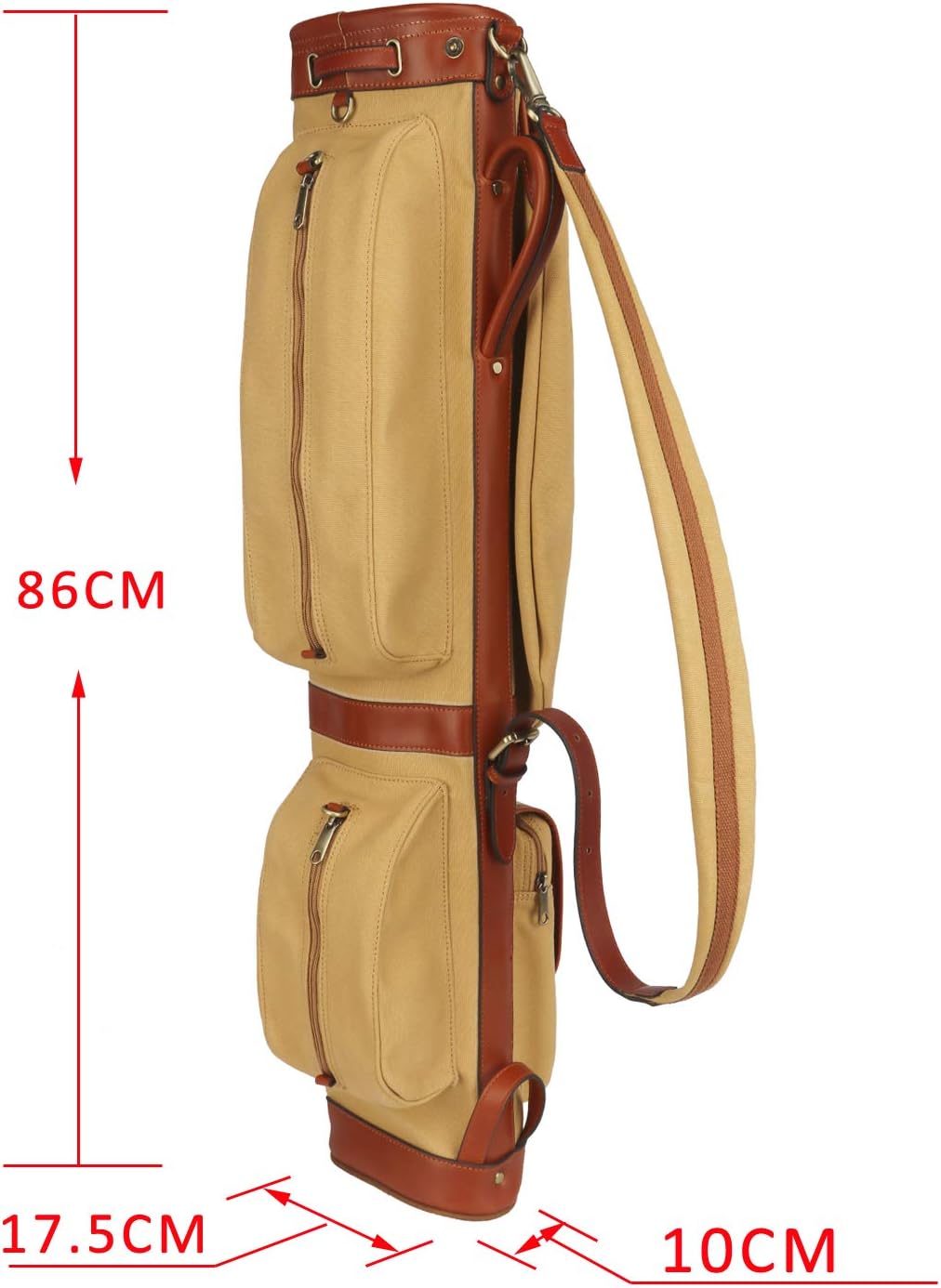 TOURBON Vintage Golf Club Carry Bags Travel Case - Canvas and Leather