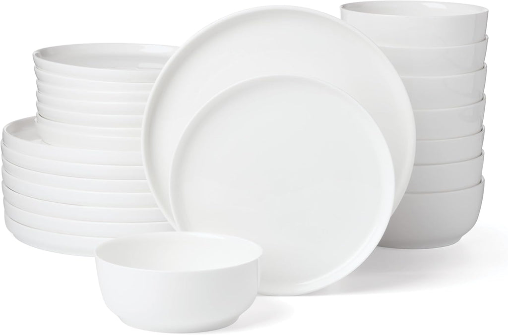 Lenox Dinnerware Sets, Modern White 24-Piece Dinnerware Set, Service For 8, Porcelain Material, Dishwasher Safe, Microwave Safe, Bowls, Plates And Bowls, Dinner Dishes, Plates Set (White, 24 Piece)