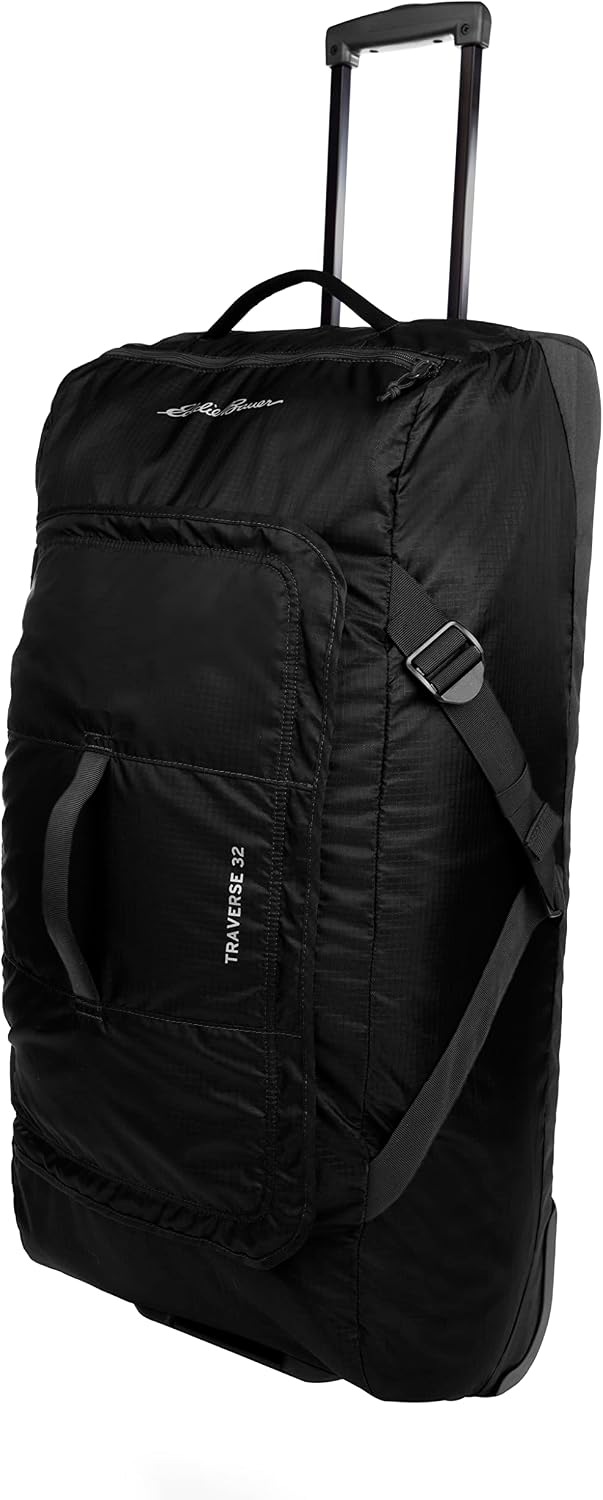 Eddie Bauer Traverse Luggage | Roller Wheels | Telescoping Handle | Travel | Vacation | Ripstop Nylon - Black, 31'
