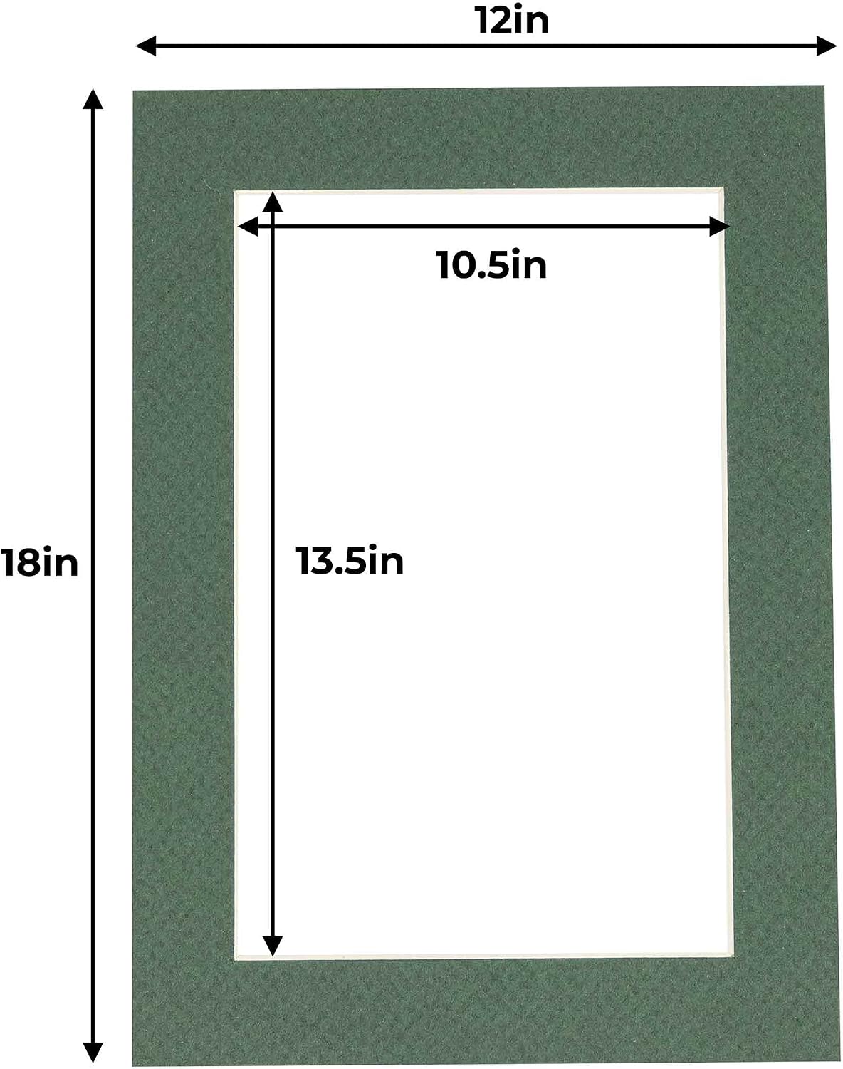 11x14 Mat for 12x18 Frame - Precut Mat Board Acid-Free Hunter Green 11x14 Photo Matte For a 12x18 Picture Frame, Premium Matboard for Family Photos, Show Kits, Art, Picture Framing, Pack of 25 Mats