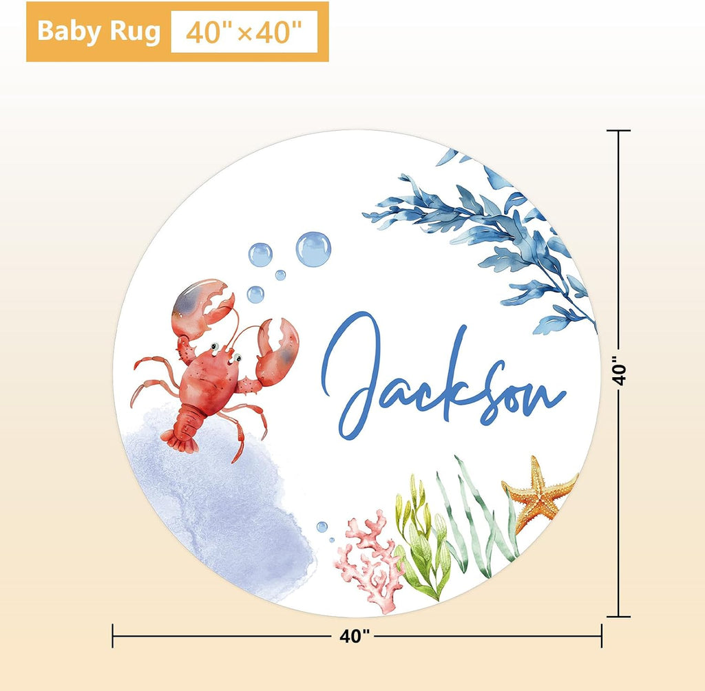 Terwex Personalized Crib Bedding Set, 5 Pcs Custom Name Nursery Bedding Sets, Marine Animals Infant Bedding Set for Baby Boy Girl, Double Layer Baby Crib Set, Babies Toddlers Kids Customized Gifts