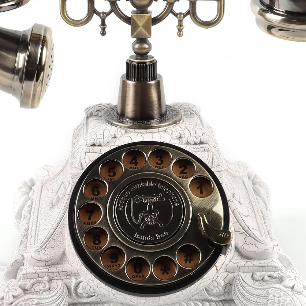 Classic Retro Craftsmanship Audio GuestBook Telephone for Confessional Wedding Birthday Party (White)
