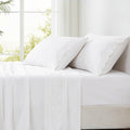 Lush Decor Coastal Chic Scalloped Edge Cotton Sheet Set 4 Piece Set King White - White Sheets - Scallop Trim - Bed Sheets - Coastal Decor