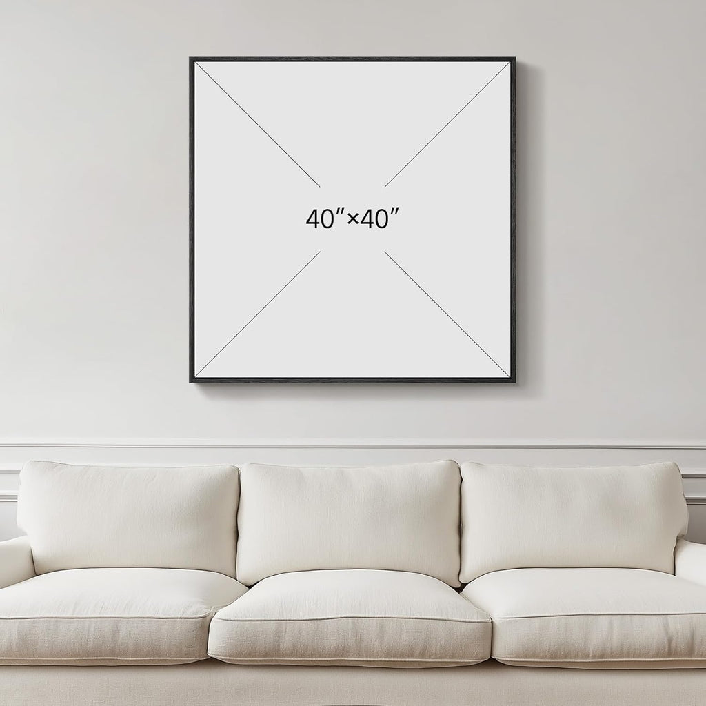 Extra Large Framed Black and White Abstract Wall Art for Living Room, Oversized Square Modern Canvas Prints Paintings, Neutral Minimalist Pictures for Hallway Dining Bedroom Office Wall Decor 40x40 In