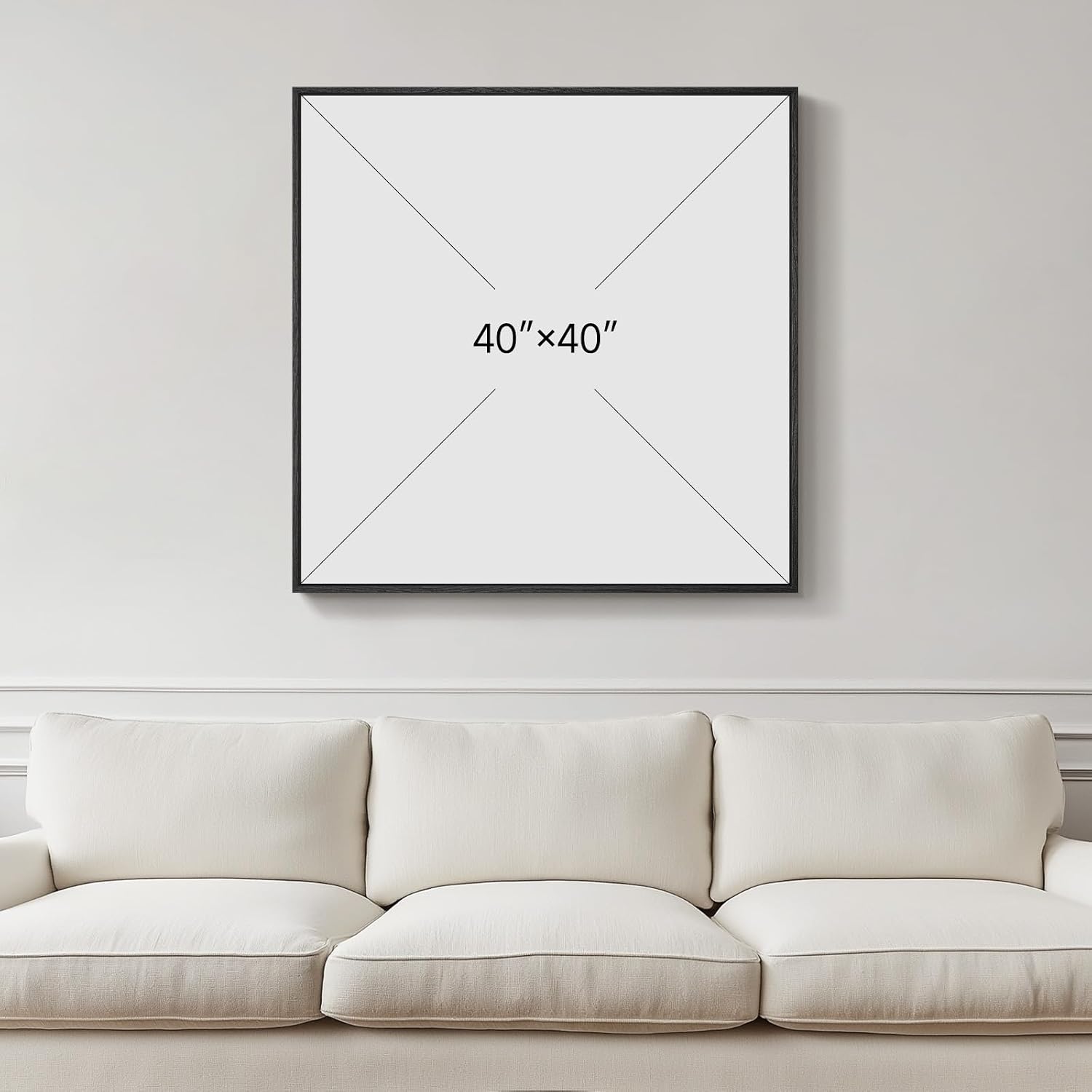 Extra Large Framed Black and White Abstract Wall Art for Living Room, Oversized Square Modern Canvas Prints Paintings, Neutral Minimalist Pictures for Hallway Dining Bedroom Office Wall Decor 40x40 In