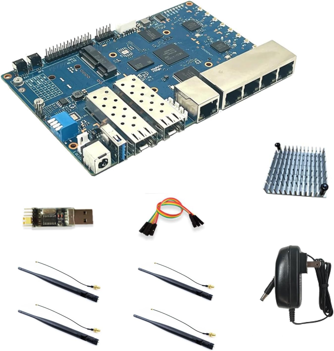 youyeetoo BPI-R3 Router Development Board MediaTek MT7986 8G EMMC with 2X SFP 2.5GbE/ 5X RJ45 GbE (Antenna Bundle)