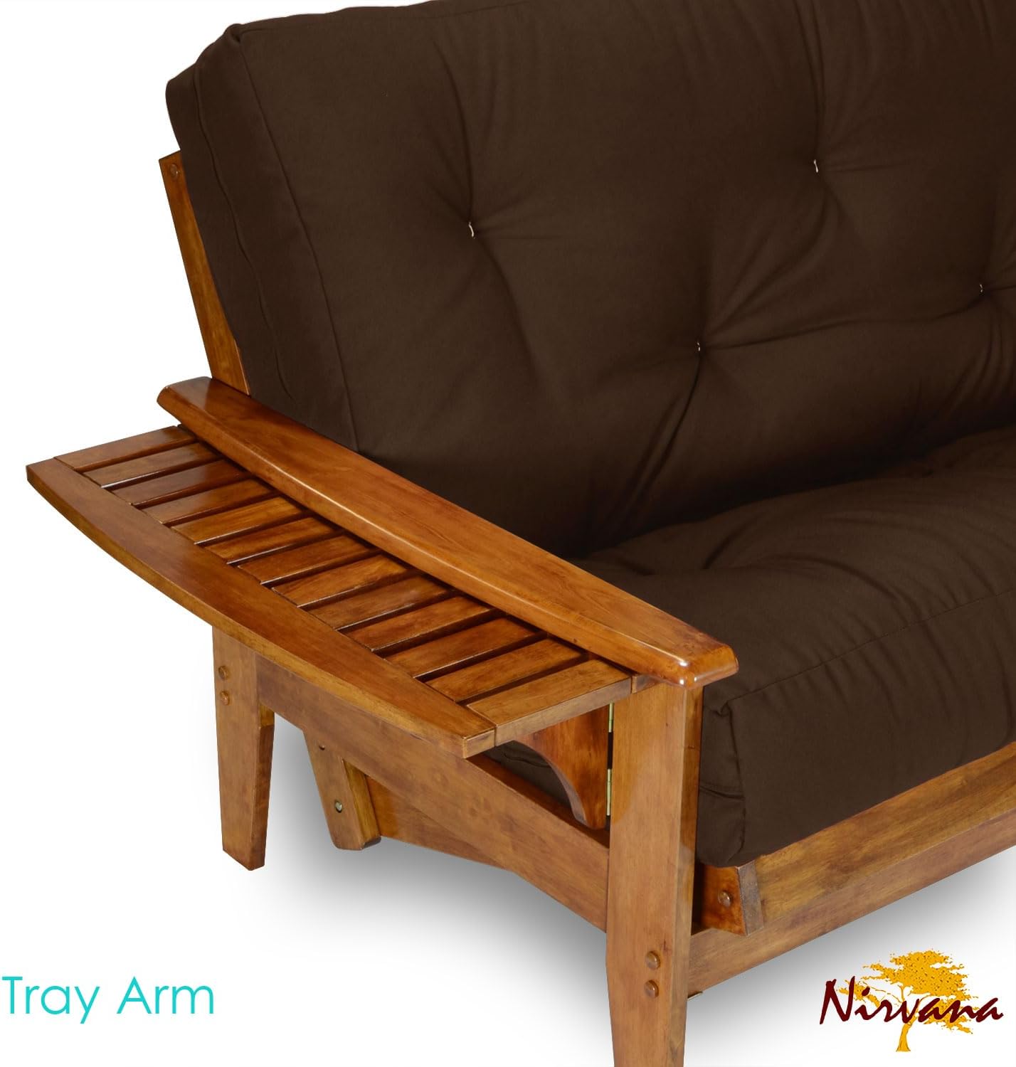 Nirvana Futons Eastridge Futon Set - Full Size, Frame, 8' Mattress, Microfiber Sussex Fudge Cover