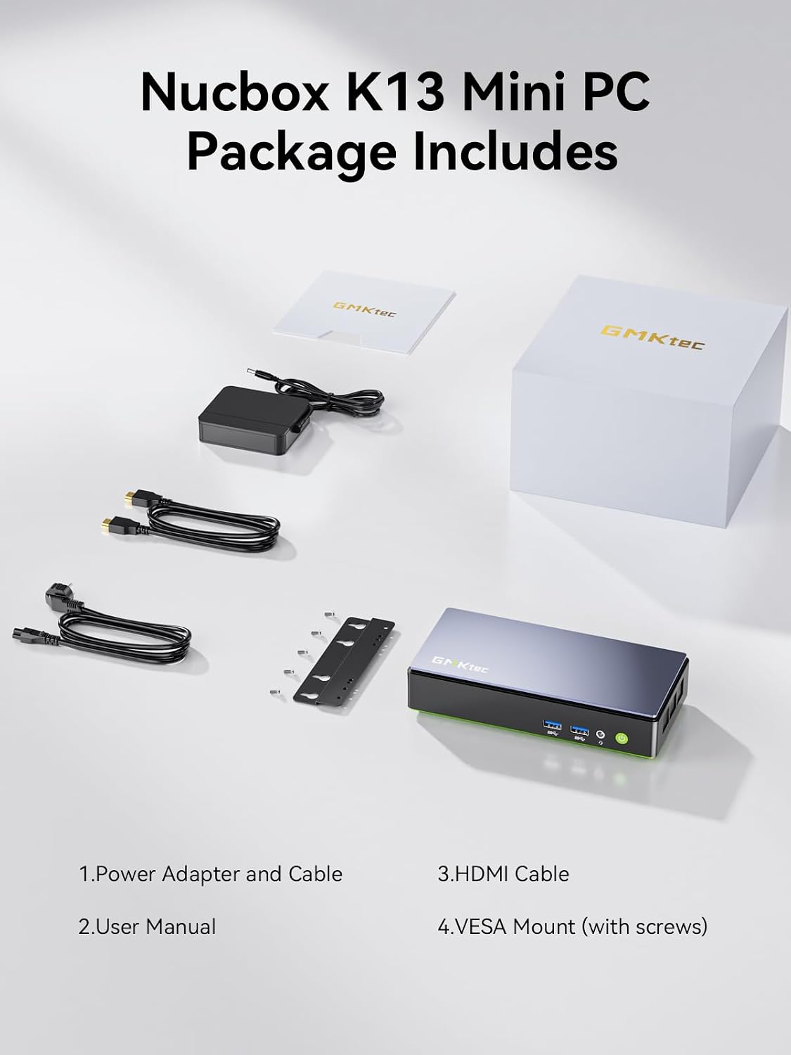 GMKtec K13 Mini PC Intel Ultra 7 256V (Turbo 4.8GHz) SK Hynix LPDDR5 8533 MT/s PCIe 4.0 SSD Intel ARC 140V Desktop Mini Computer 5GbE LAN NIC/ 2X M.2 Expansion Slots/ USB4/ HDMI