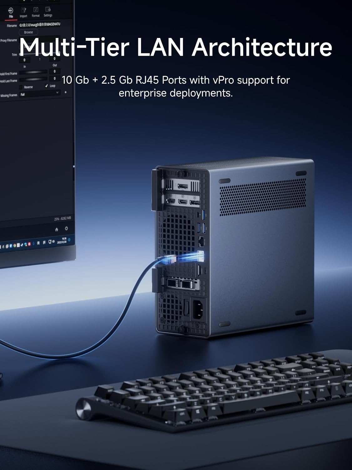 MINISFORUM MS-02 Ultra Workstation Core Ultra 9 285HX(24C/24T) Barebone Mini PC, HDMI|USB4|2xUSB4 V2 Output, 4x DDR5 SO-DIMM Slot, 4x SSD Slot, 2x25G SFP+, 1x10G RJ45, 1x2.5G RJ45 Port, WiFi7/BT5.4 PC