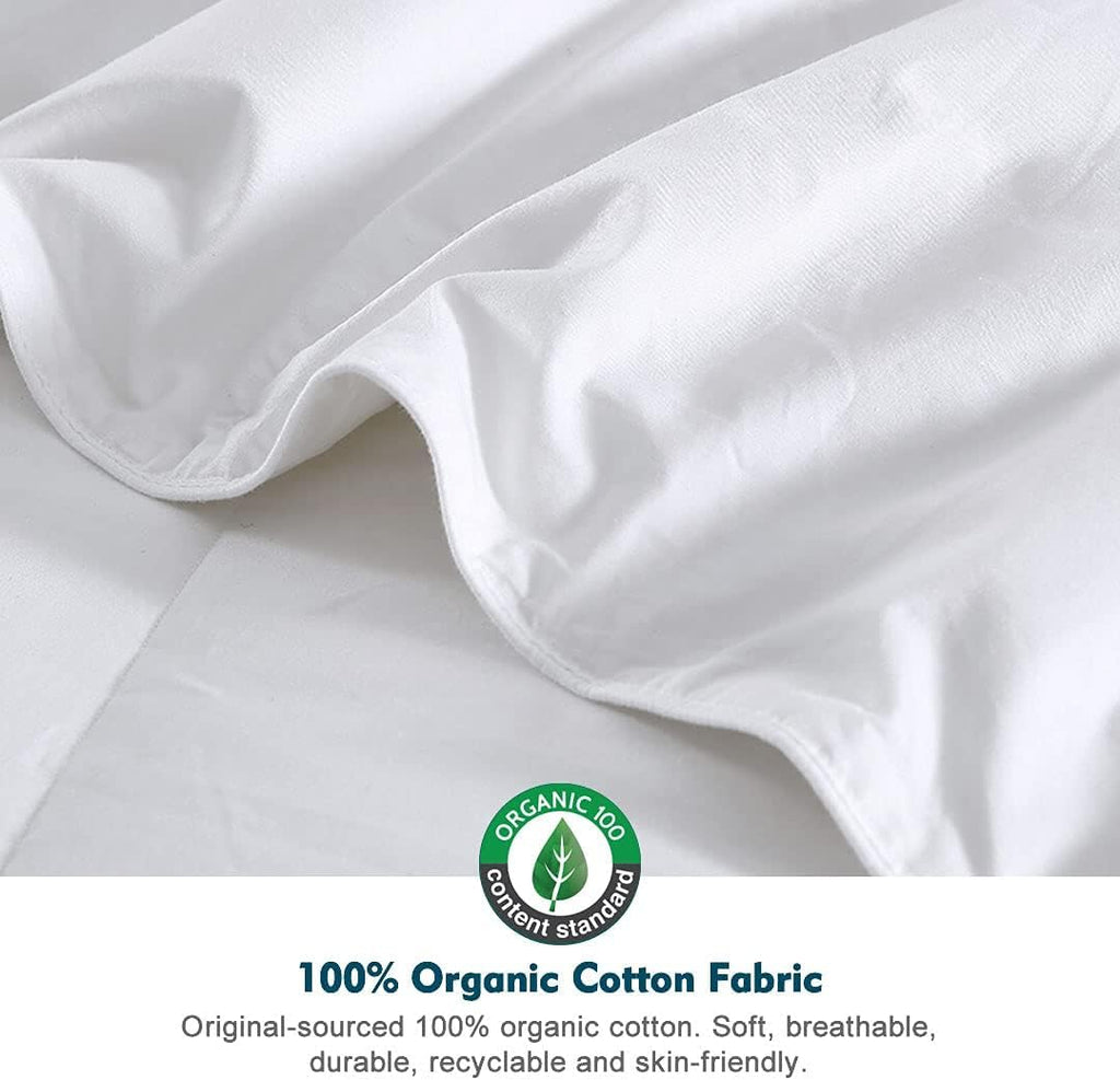 Feathers Down Comforter Oversized King - 100% Organic Cotton Quilted Medium Warm All Seasons Duvet Insert or Stand-Alone Comforter (120x98, Ivory White)