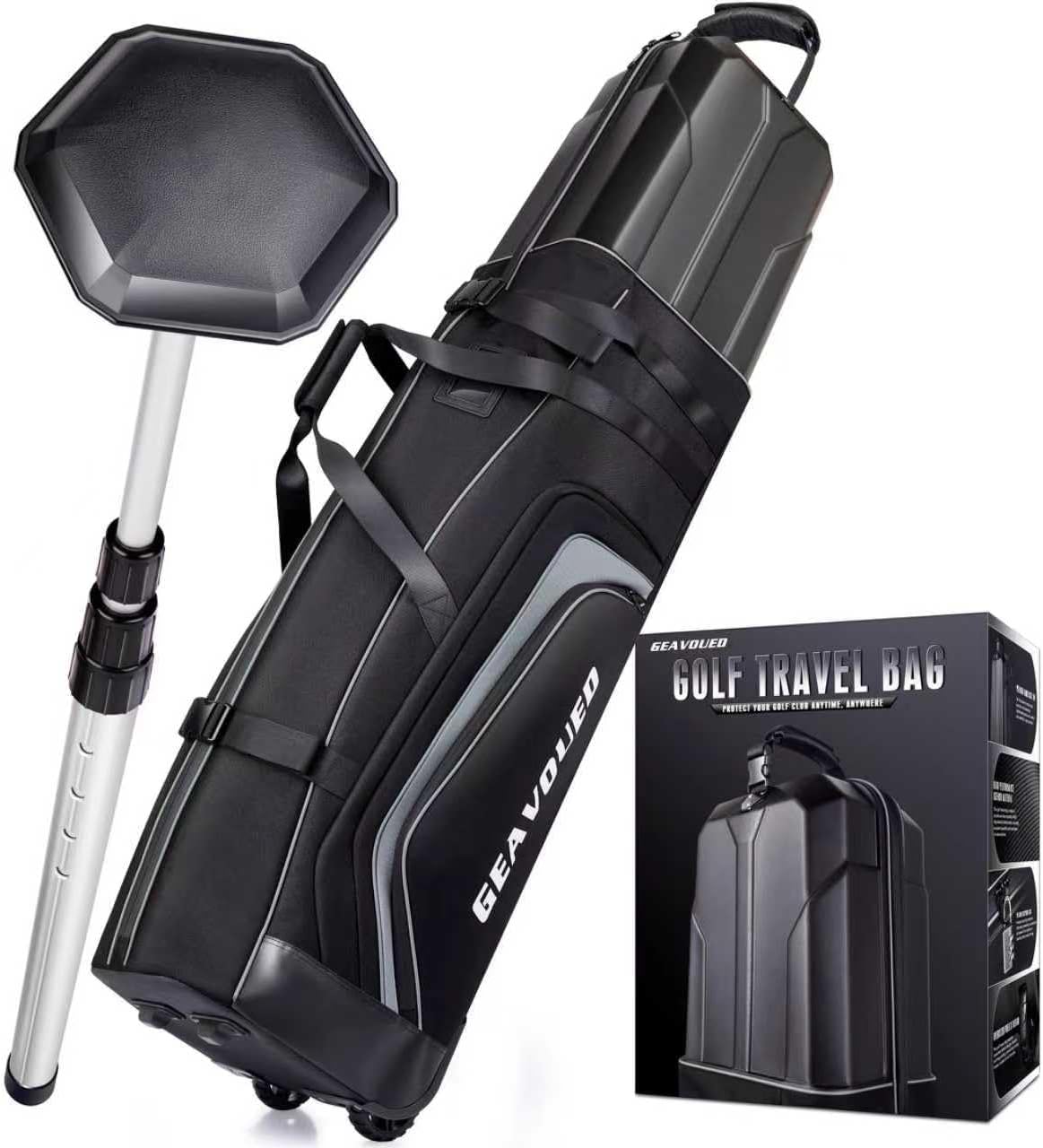 Golf Travel Bag with Hard Case Top and Wheels,Premium Oxford Fabric,Golf Travel Bags for Airlines,Protect Your Club for Safe Transport