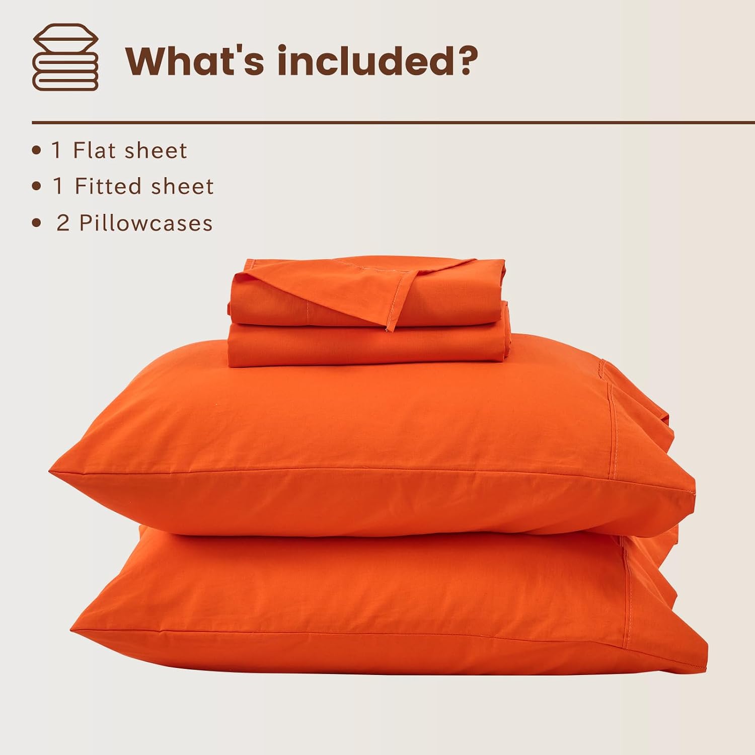 Bedlifes 100% French Linen Sheets King Size 18-24' Extra Deep Pocket 4-Piece Set Breathable & Moisture-Wicking,Soft & Durable Sheets for Thick Mattresses(Orange)