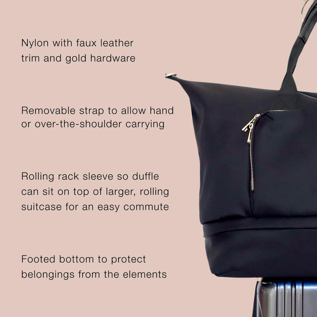 Jouer Le Weekender Travel Bag, Overnight Bag for Women, Large Travel Duffle Bag, Personal Item Carry On Tote Bag, Shoulder Bag Luggage, 9'x26'x16' - Black