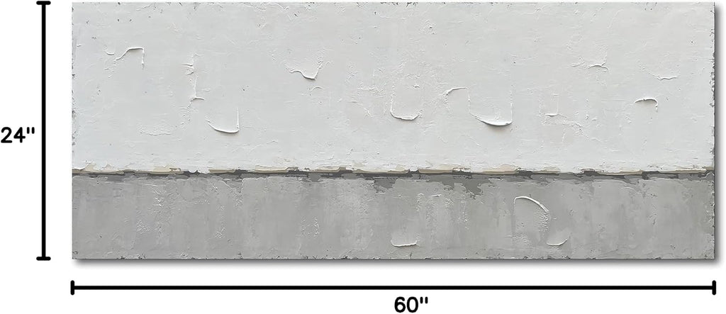 NANKAI Art A large modern art painting in a minimalist grey and white style, suitable for wall decoration in homes or offices. 24x60 inches