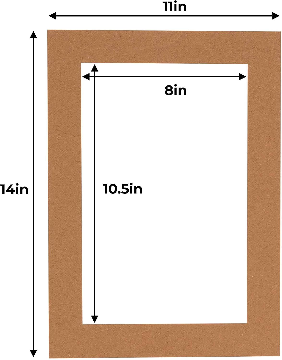 11x14 Mat for 8.5x11 Photo - Precut Aged Oak Brown Picture Matboard for Frames Measuring 11 x 14 Inches - Bevel Cut Matte to Display Art Measuring 8.5 x 11 Inches - Acid Free Pack of 100 MATS