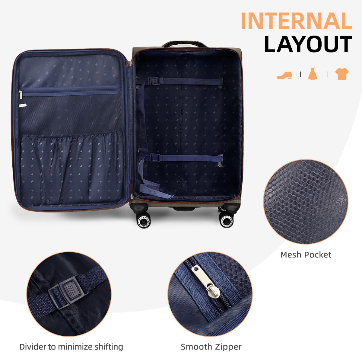 Expandable 20% Luggage-30 inch Luggage with Double Spinner Wheels-Softside Luggage w/TSA LOCK-Travel Luggage for Men Women,30''-COLOR-6