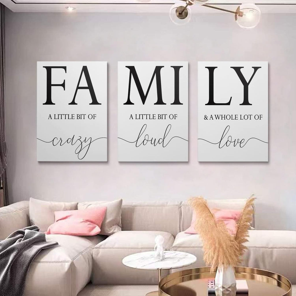 GUBIYU Home Family Wall Decor,Dining Room Kitchen Decor Set of 3 Inspirational Canvas Prints Black and White Framed Canvas Art Painting Wood Wall Decoration for Dining Room Bedroom Living Room 20'x28'