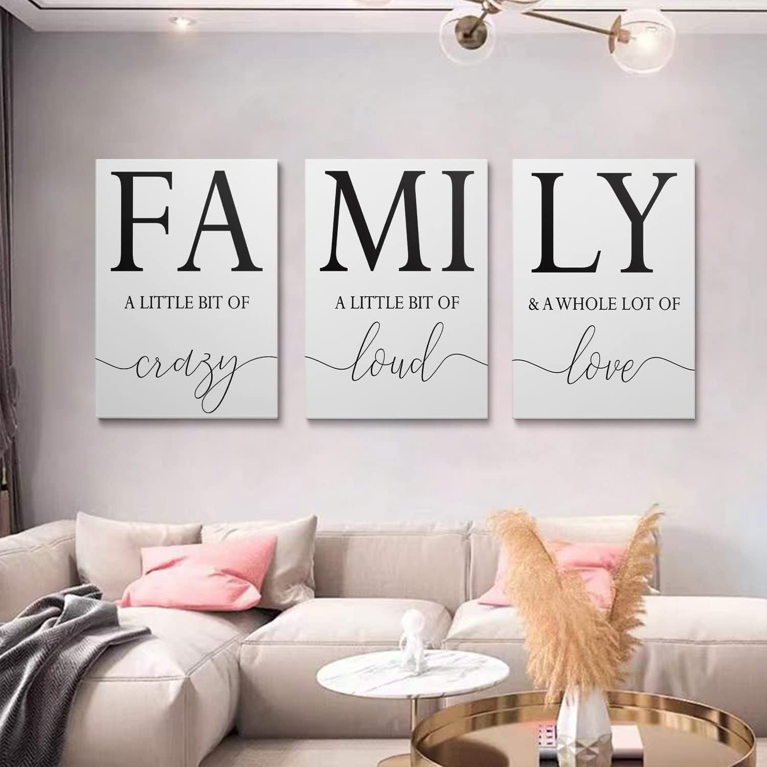 GUBIYU Home Family Wall Decor,Dining Room Kitchen Decor Set of 3 Inspirational Canvas Prints Black and White Framed Canvas Art Painting Wood Wall Decoration for Dining Room Bedroom Living Room 20'x28'