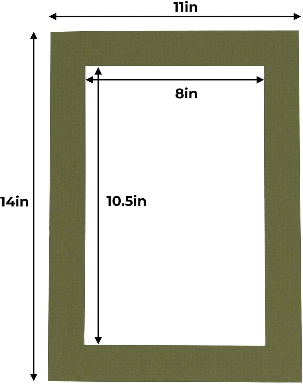 8.5x11 Mat for 11x14 Frame - Precut Mat Board Acid-Free Show Kit with Backing Board, and Clear Bags Dill Green 8.5x11 Photo Matte For a 11x14 Picture Frame Matboard for Framing, Pack of 25 Mats