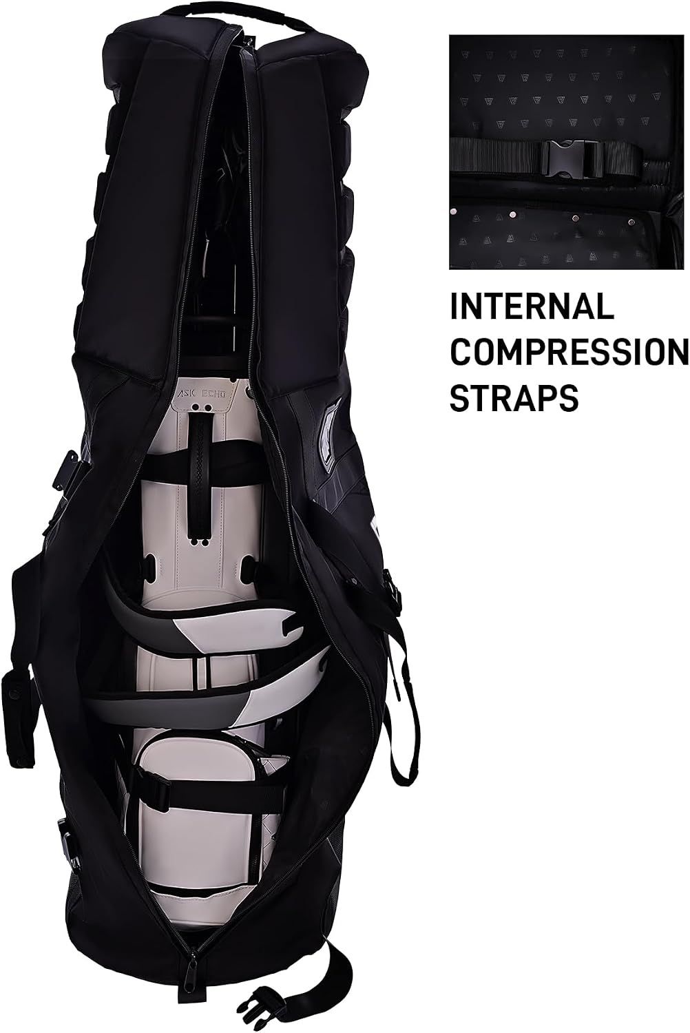 ASK ECHO Locklink StableRoller Golf Travel Bag with 4-Wheel Rolling System, Extendable Support Stand Legs