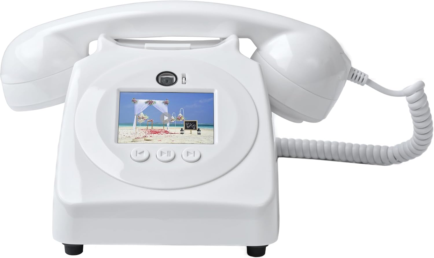 Video Audio Guest Book Wedding Phone,1080P HD Leave a Customized Video Messages, Ideal for a Variety of Memorable Party Occasions for Wedding, Birthday, Baby Shower, Graduation,retire (White)