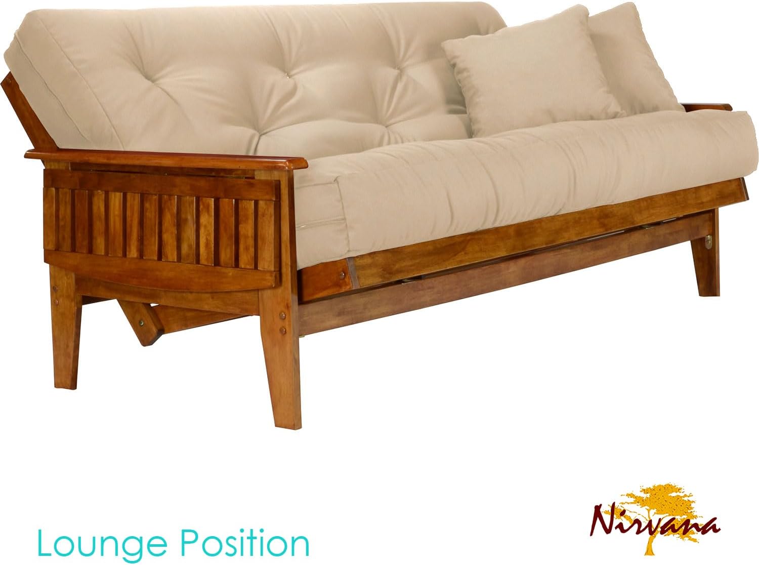 Nirvana Futons Eastridge Futon Set - Queen Size, Frame, 8' Mattress, Microfiber Sussex Khaki Cover